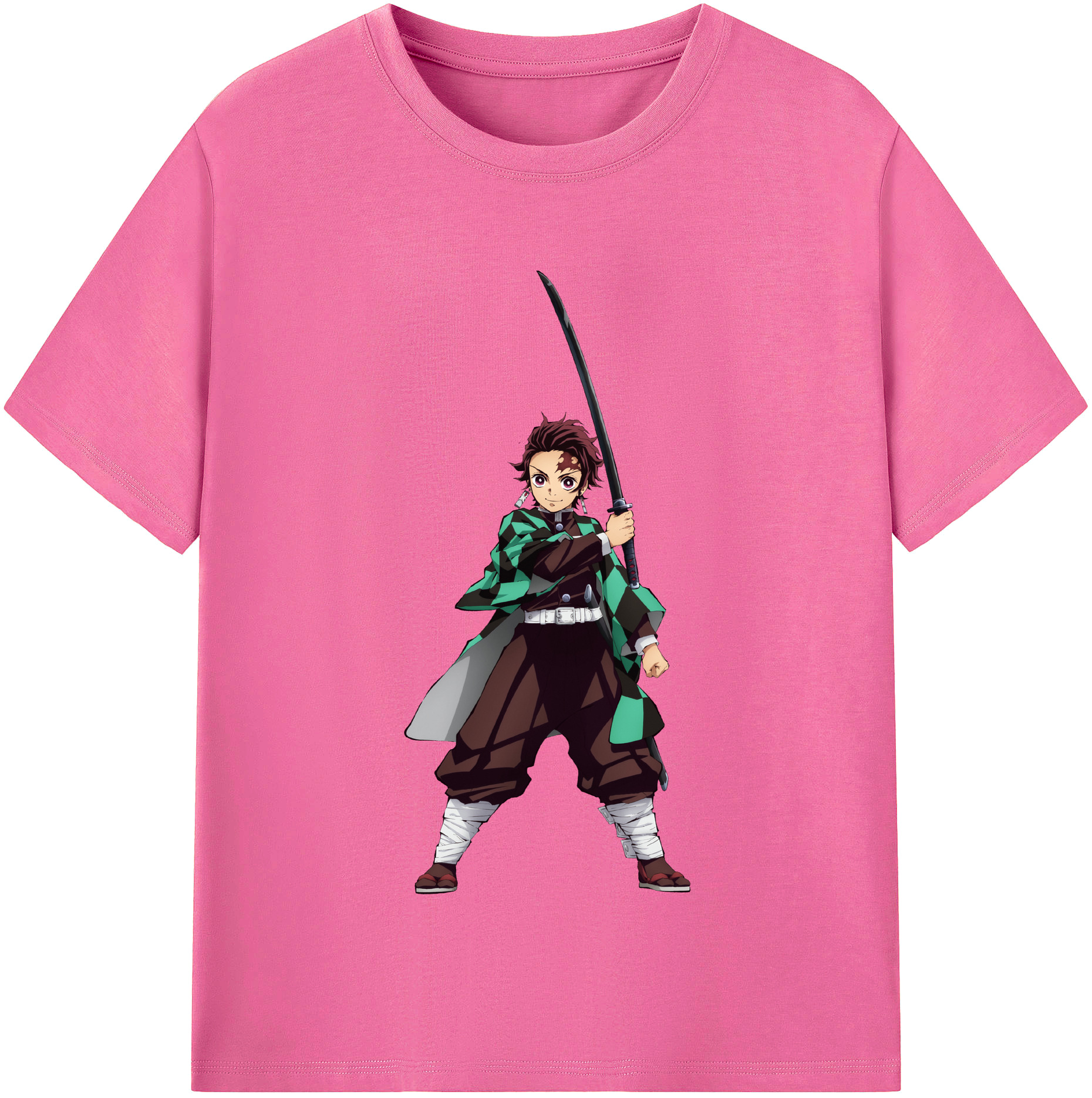 （画像用） 鬼滅の刃 竈門 炭治郎／かまど たんじろう Kamado Tanjirou レディースカジュアルプリントTシャツ（綿100％）
